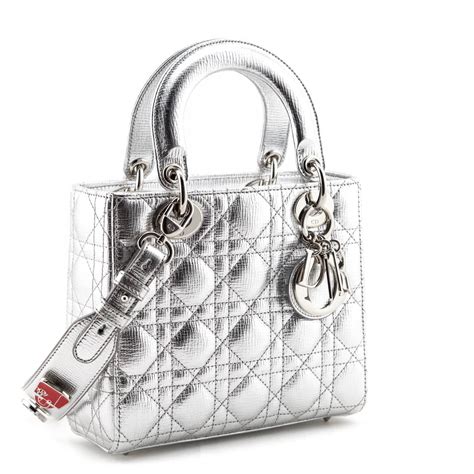 silver Dior bag